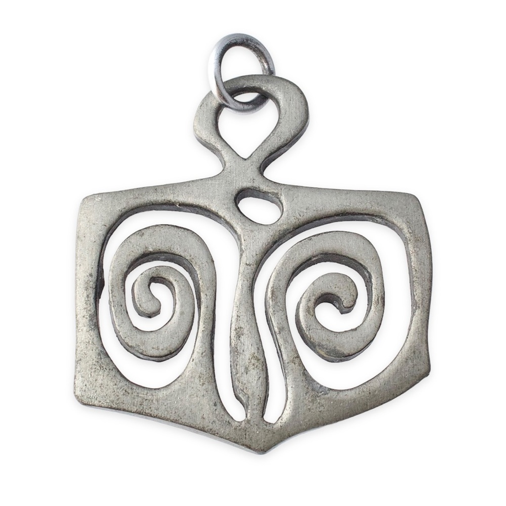 Vintage Rune Tennesmed Sweden Pewter Necklace Abstract Modernist Spiral Swedish